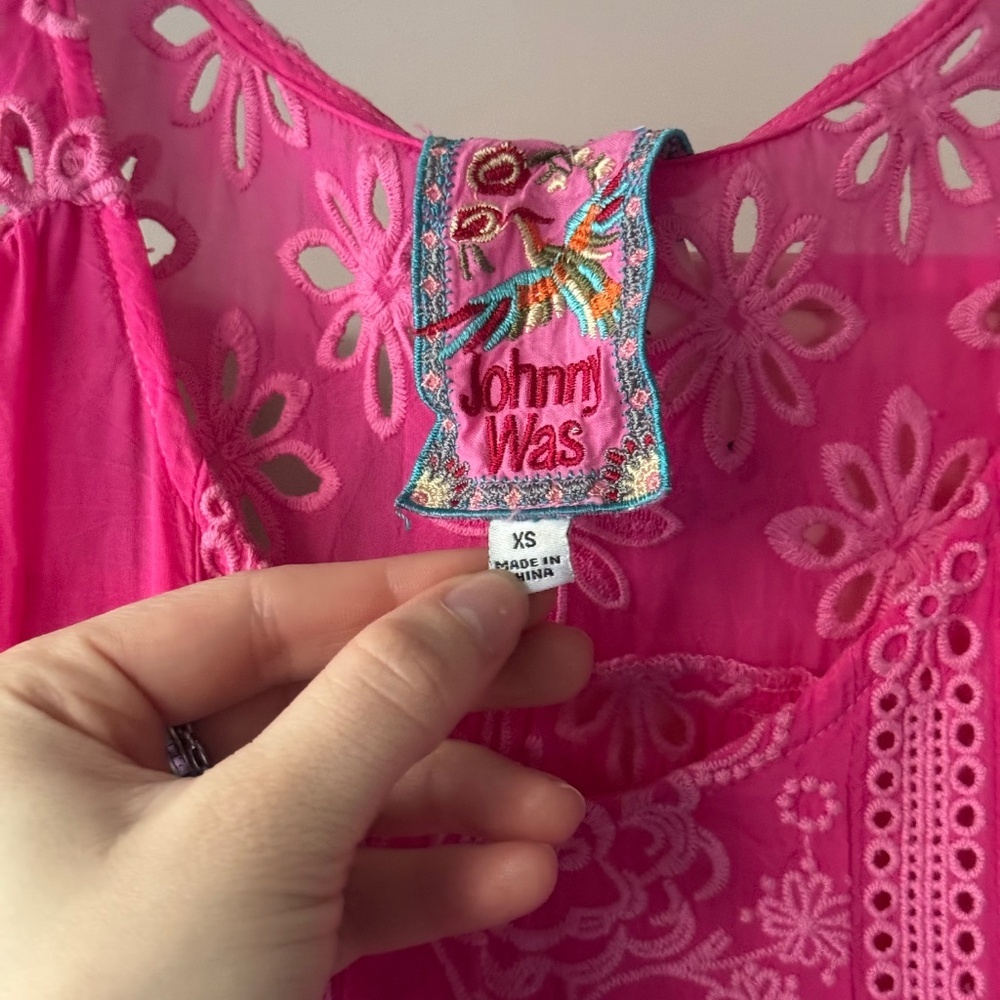 JOHNNY WAS Pink Halo Eyelet Tank - Picture 5 of 6